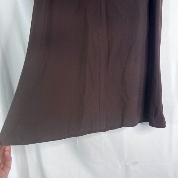 Anne Klein Brown Midi Flared Career Office Wear Skirt 96% Wool Size 8 - Picture 4 of 7